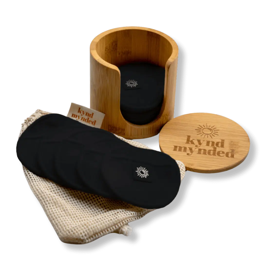 Wasbare wattenschijfjes met houder zwart - Kynd Mynded