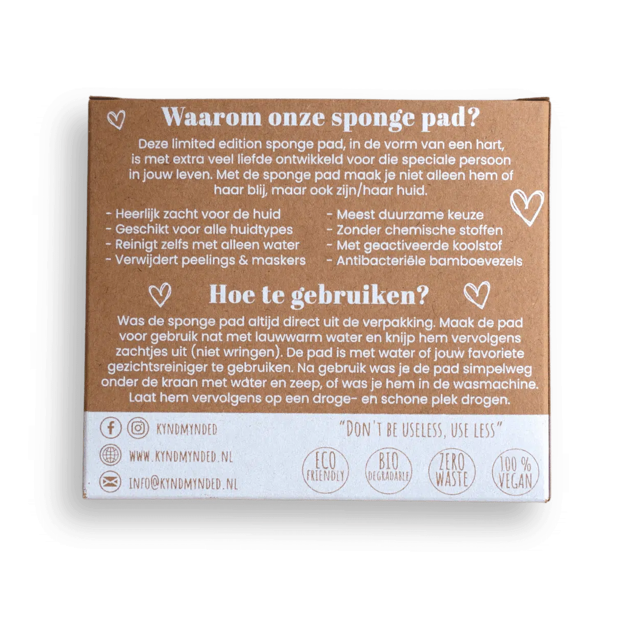 Hartjes Bamboe Sponge Pads - Kynd Mynded - Achterkant Verpakking